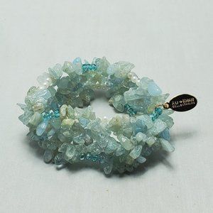 Ali Khan Aquamarine crystal glass stretch bracelet